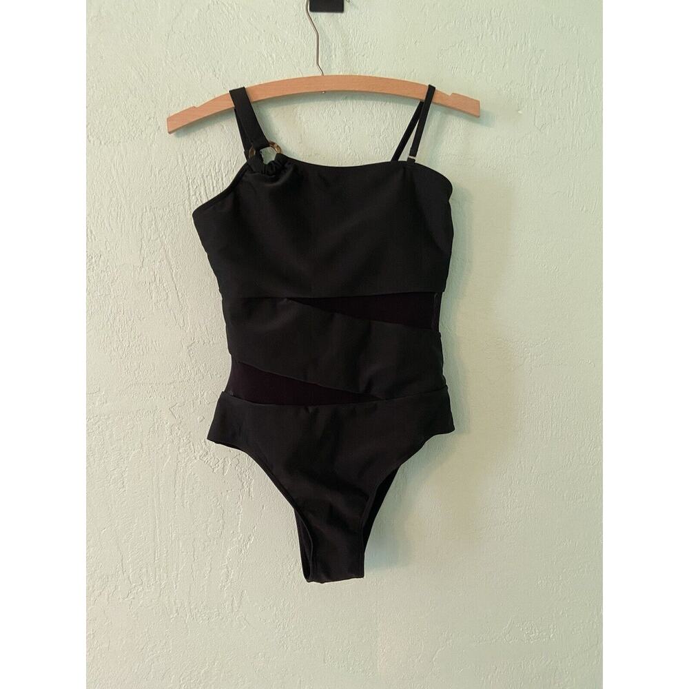 HEYTALALA One Piece Black Control Top Swimsuit Women Med, Adjustable Straps
